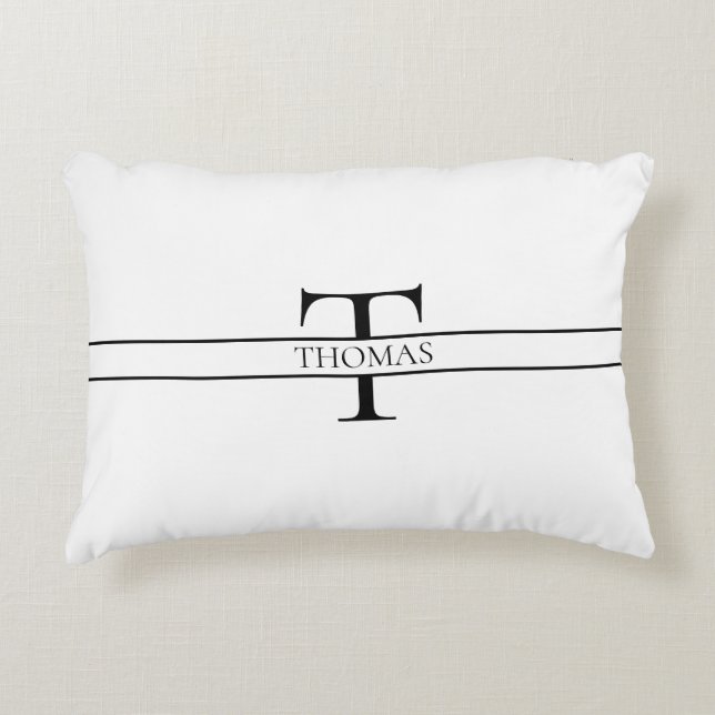 Elegant Gepersonaliseerde Monogrammen Douane Naam Accent Kussen (Voorkant)