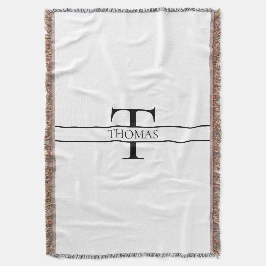 Elegant Gepersonaliseerde Monogrammen Douane Naam Deken (Voorkant Verticaal)