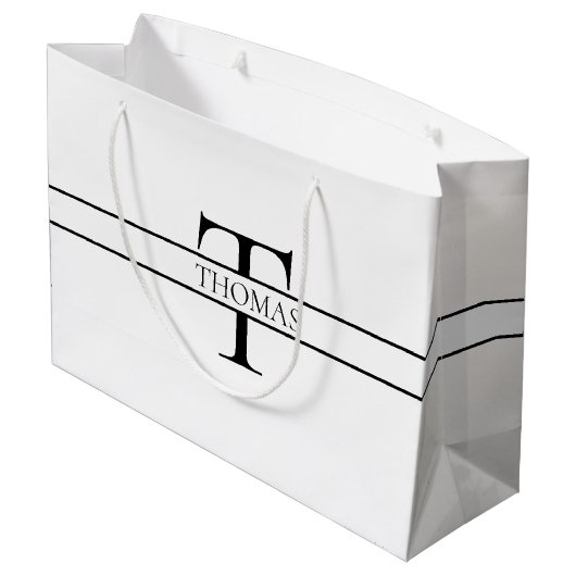 Elegant Gepersonaliseerde Monogrammen Douane Naam Groot Cadeauzakje (Achterkant Gekanteld)