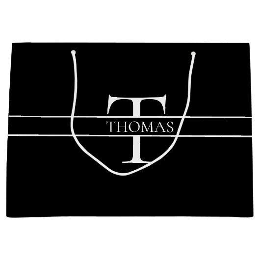 Elegant Gepersonaliseerde Monogrammen Douane Naam Groot Cadeauzakje (Voorkant)