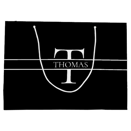 Elegant Gepersonaliseerde Monogrammen Douane Naam Groot Cadeauzakje (Achterkant)