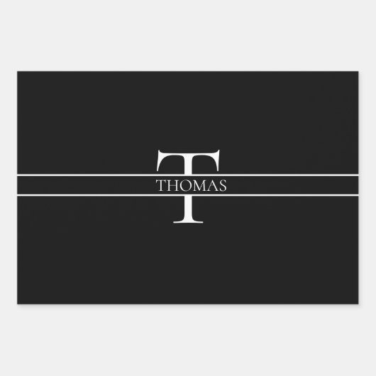 Elegant Gepersonaliseerde Monogrammen Douane Naam Inpakpapier Vel (Voorkant)