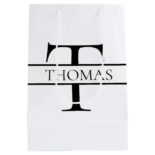 Elegant Gepersonaliseerde Monogrammen Douane Naam Medium Cadeauzakje (Achterkant)