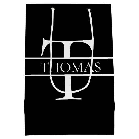 Elegant Gepersonaliseerde Monogrammen Douane Naam Medium Cadeauzakje (Achterkant)