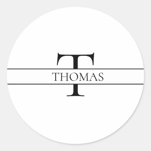 Elegant Gepersonaliseerde Monogrammen Douane Naam Ronde Sticker (Voorkant)