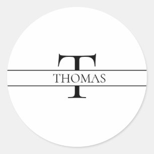 Elegant Gepersonaliseerde Monogrammen Douane Naam Ronde Sticker