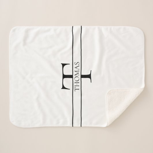 Elegant Gepersonaliseerde Monogrammen Douane Naam Sherpa Deken (Voorkant (horizontaal))