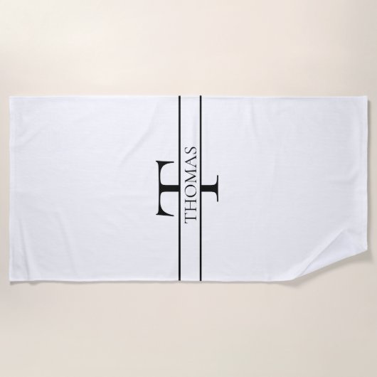 Elegant Gepersonaliseerde Monogrammen Douane Naam Strandlaken (Voorkant)