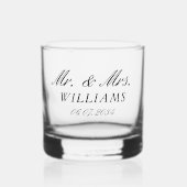 Elegant gepersonaliseerde Mr & Mrs trouwdatum Whisky Glas (Voorkant)
