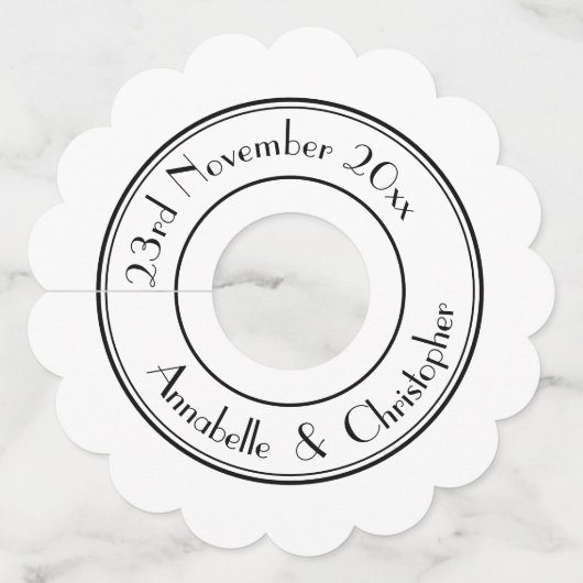 Elegant gepersonaliseerde namen chic white wijnglaslabel (Voorkant)