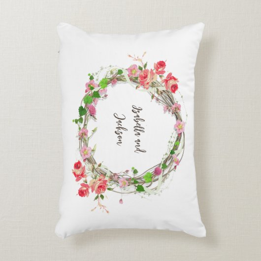 elegant gepersonaliseerde pasgetrouwde koppel naam accent kussen (Voorkant(Verticaal))