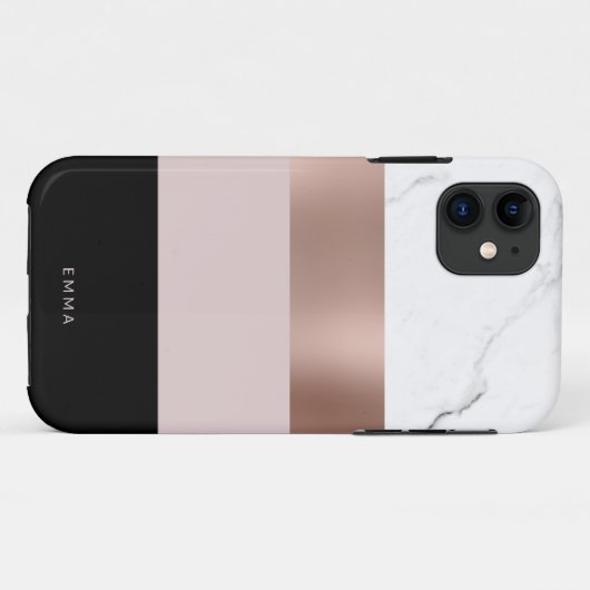 Elegant gepersonaliseerde roes gouden marmer Case-Mate iPhone case (Achterkant (horizontaal))