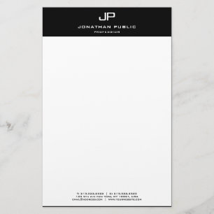 Elegant gepersonaliseerde zwart wit moderne Sjablo Briefpapier