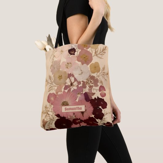 Elegant  geperst Bloem Ombre Journal Tote Bag (Dichtbij)