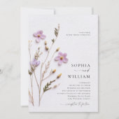 Elegant geperst droog pastel boho bloemen bruiloft kaart (Voorkant)