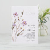 Elegant geperst droog pastel boho bloemen bruiloft kaart (Staand voorkant)