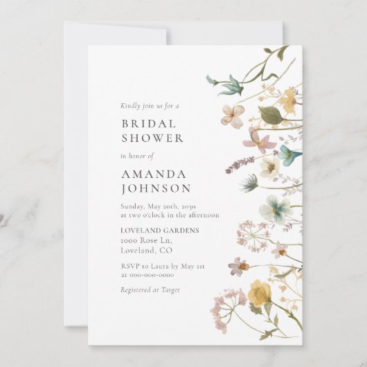 Elegant  geperst Vrijgezellenfeest van Floral Kaart (Voorkant)