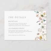 Elegant  geperste bloemen details bruiloft en informatiekaartje (Voorkant)