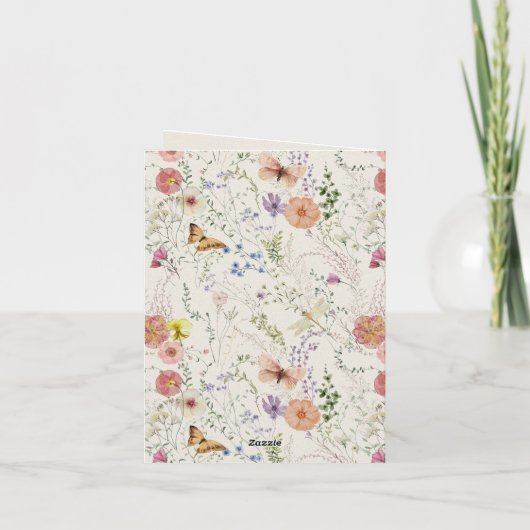 Elegant geperste bloemen Waterverf dank u kaart (Achterkant)