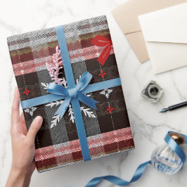 Elegant geplakt kerstpatroon cadeaupapier