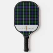 Elegant geplakt monogram Script Tartan Pickleball Paddle (Achterkant)