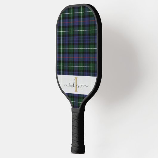Elegant geplakt monogram Script Tartan Pickleball Paddle (Links)