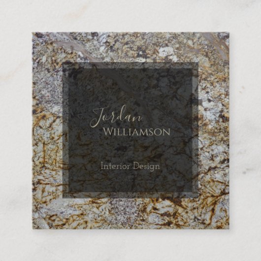 Elegant gepolijst graniet, grijs, roest en taupe vierkante visitekaartje (Voorkant)