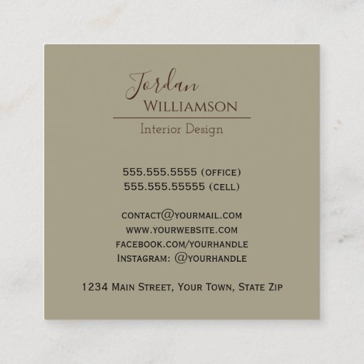 Elegant gepolijst graniet, grijs, roest en taupe vierkante visitekaartje (Achterkant)