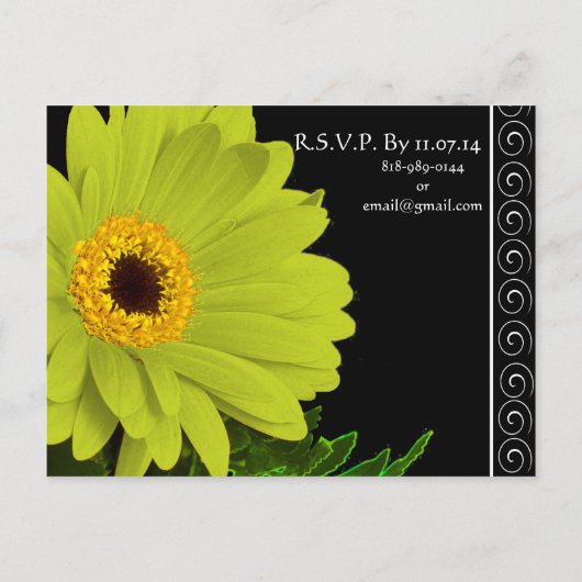 Elegant Gerber Daisy Wedding Invitation Uitnodiging Briefkaart (Achterkant)