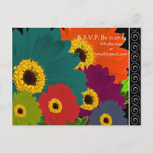 Elegant Gerber Daisy Wedding Invitation Uitnodiging Briefkaart (Achterkant)