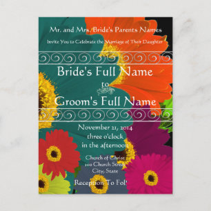 Elegant Gerber Daisy Wedding Invitation Uitnodiging Briefkaart
