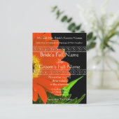 Elegant Gerber Daisy Wedding Invitation Uitnodiging Briefkaart (Staand voorkant)