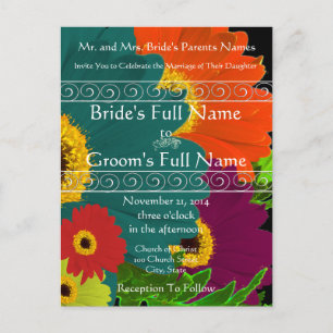 Elegant Gerber Daisy Wedding Invitation Uitnodiging Briefkaart