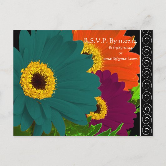 Elegant Gerber Daisy Wedding Uitnodiging Briefkaart (Achterkant)