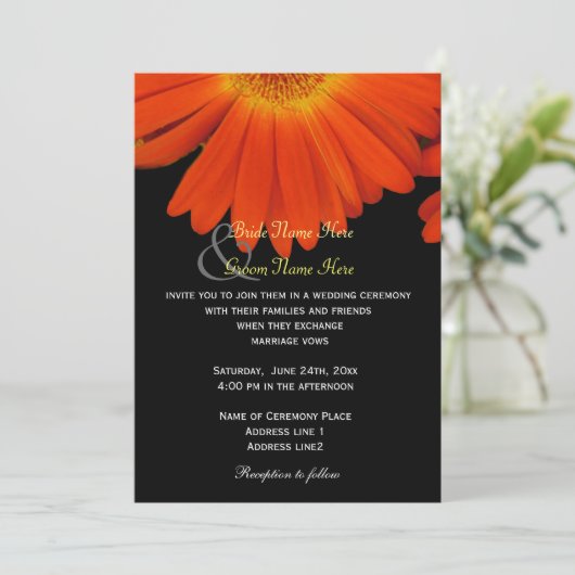 Elegant gerbera daisy bloemen bruiloft kaart (Staand voorkant)