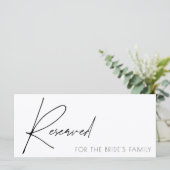 Elegant Gereserveerd bruiloft bord (Staand voorkant)
