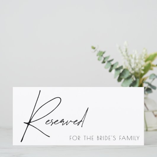 Elegant Gereserveerd bruiloft bord (Staand voorkant)