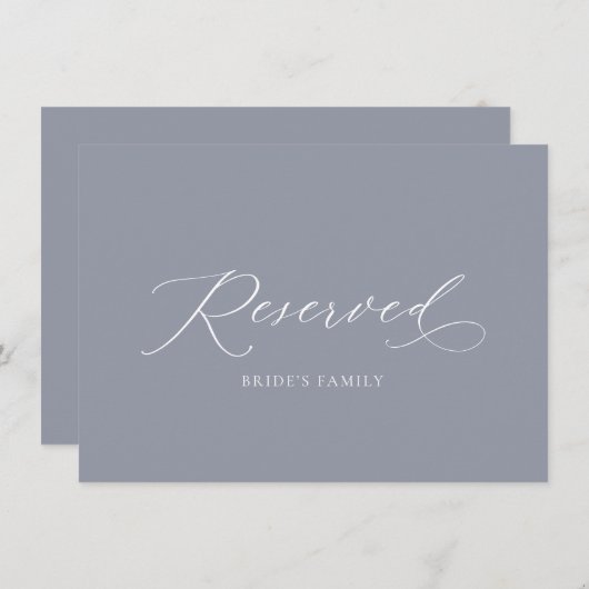 Elegant gereserveerd trouwstoel teken kaart (Voorkant / Achterkant)