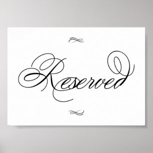 Elegant Gereserveerd Zwart Tabelscript   Horizonta Poster