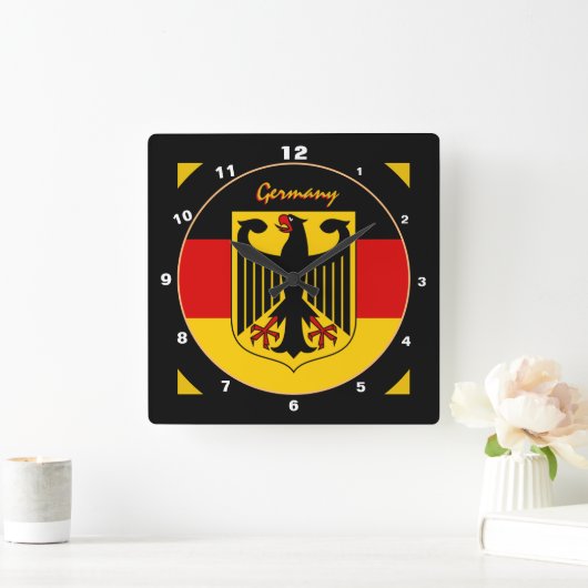 Elegant German Flag, Eagle & Germany / design Vierkante Klok (Huis)