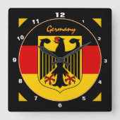 Elegant German Flag, Eagle & Germany / design Vierkante Klok (Voorkant)