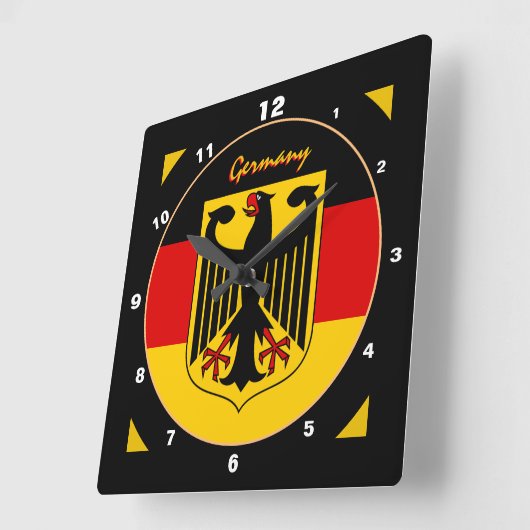 Elegant German Flag, Eagle & Germany / design Vierkante Klok (Hoek)