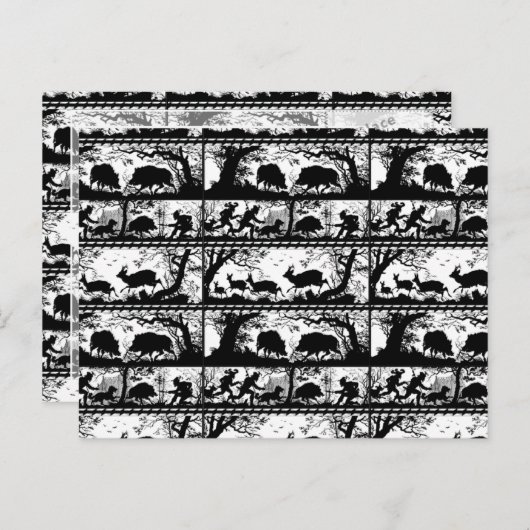 Elegant German Hunting Scene Running Deer and Boar Briefkaart (Voorkant / Achterkant)