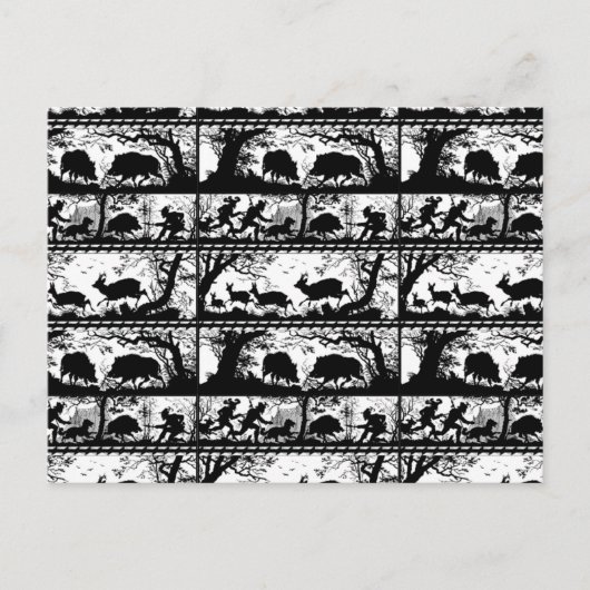 Elegant German Hunting Scene Running Deer and Boar Briefkaart (Voorkant)