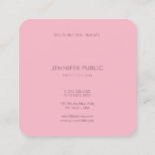Elegant geronde Bleke roze minimale ontwerpSjabloo Vierkante Visitekaartje (Achterkant)