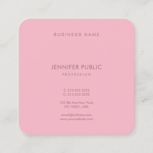 Elegant geronde Bleke roze minimale ontwerpSjabloo Vierkante Visitekaartje (Achterkant)