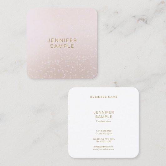 Elegant geronde vierkant Moderne Sjabloon Gold Tex Vierkante Visitekaartje (Voorkant / Achterkant)