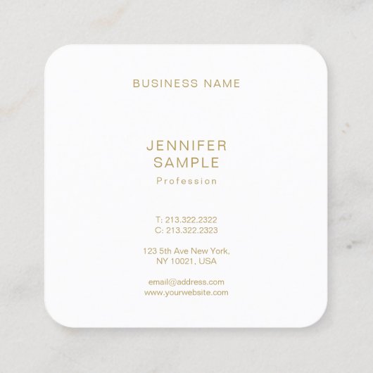 Elegant geronde vierkant Moderne Sjabloon Gold Tex Vierkante Visitekaartje (Achterkant)