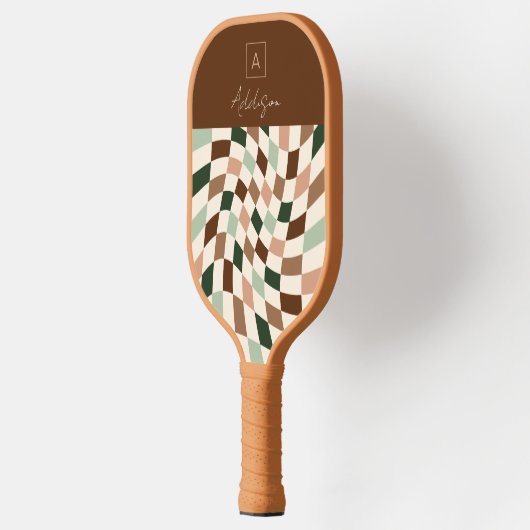Elegant geruit gepersonaliseerd monogram pickleball paddle (Links)