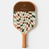 Elegant geruit gepersonaliseerd monogram pickleball paddle (Achterkant)